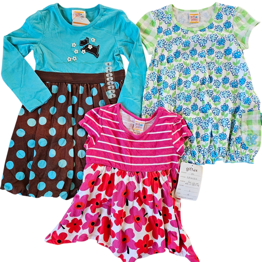 VTG Sweet Potatos Girls Top Dresses Size 6 6x Scotty Dog Floral Gingham 2000s‎